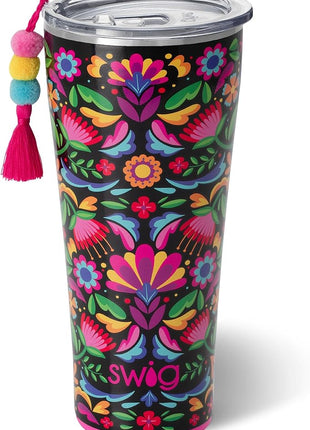 Swig Life 32oz Insulated Tumbler, Travel Coffee Tumbler with Lid, Cup Holder Friendly Travel Coffee Mug, Stainless Steel with Lid (Caliente)