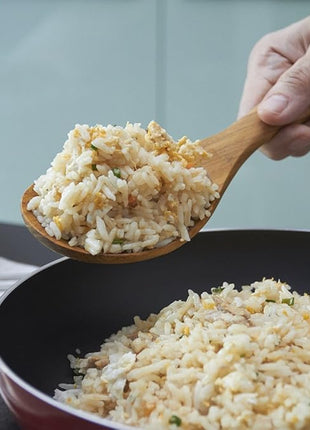 FAAY 9” Rice Paddle, Serving Spoon, Versatile Cooking Spoon – Handcraft from High Moist Resistance Golden Teak Wood | Durable, Healthy, Ergonomic Handle for Non Stick Cookware