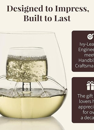Stemless Aerating Wine Glasses (Set of 2) by Chevalier Collection – Patented Wine Glasses with Built In Aerator