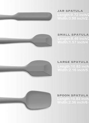 4 Piece Silicone Spatula Set, Flexible Heat Resistant Non-scratch Baking Cooking Rubber Spatulas with Stainless Steel Core, Gray