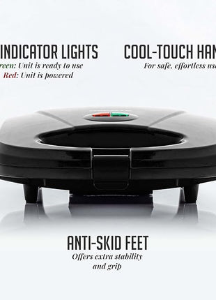 OVENTE Electric Panini Press Grill with Nonstick Plates, LED Indicator Lights, Thermostat Control, Compact Sandwich Maker Perfect for Cooking Breakfast, Steaks, Eggs Snacks & More, Copper GP0110CO