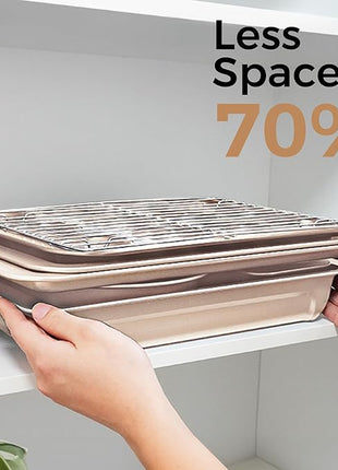 HONGBAKE Bakeware Sets, Baking Pans Set, Nonstick Oven Pan for Kitchen with Wider Grips, 10-Piece Including Rack, Cookie Sheet, Cake Pans, Loaf Pan, Muffin Pan, Pizza Pan - Champagne Gold