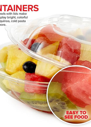 Stock Your Home 18oz Clear Plastic Salad Bowls with Lids Disposable (50 Pack) Mini Takeout Container with Snap on Lid for Fruit Salads, Quinoa, Lunch and Meal Prep, Acai Bowl, To-Go Party Containers