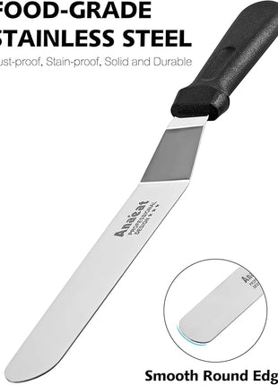 Anaeat Icing Spatula, Professional Cake Angled Offset Spatula with 10" Stainless Steel Blade - Thickened Frosting Knife with Durable Plastic Handle for Cake Decorating, Pastry & Baking
