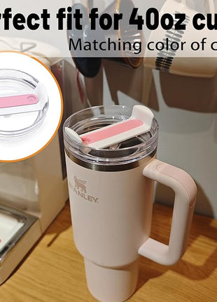 40 OZ Tumbler Lid Replacement Fit for Stanley Cup, 2 Pack Clear Replacement Lids Fit for Stanley Travel Tumbler, Spill Proof Tumbler Covers for Stanley Cup Accessories (Clear - Pink)