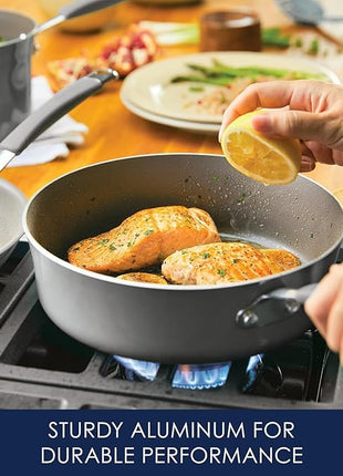 Rachael Ray - 16802 Rachael Ray Cucina Nonstick Cookware Pots and Pans Set, 12 Piece, Sea Salt Gray