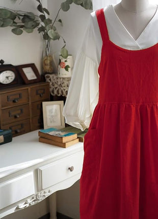 Uaussi Cotton Linen Apron Cross Back Work Apron for Women with Pockets Pinafore Dress X Cross Halter Apron for Chef Gardening