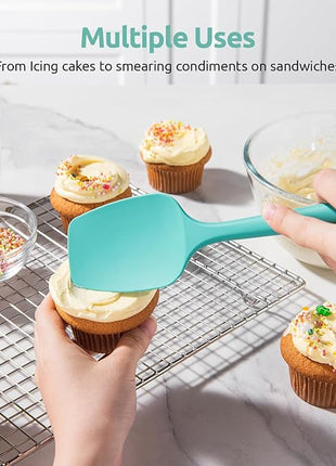 U-Taste Silicone Spoon Spatula Set, 600ºF High Heat Resistant Food Grade Flexible Rubber Scraper, Cooking Mixing Baking Kitchen Utensils Set of 3 (Aqua Sky)