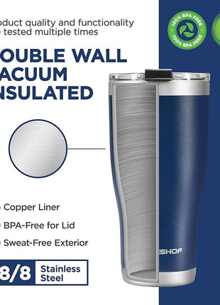 HAUSHOF 20 oz Tumbler, Stainless Steel Vacuum Insulated Coffee Tumbler Water Cup, Double Wall Travel Mug with Lid, Perfect for Hot and Cold Drinks