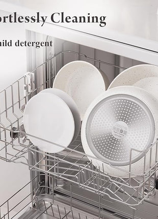 19 Pcs Pots and Pans Set Non Stick Ceramic Cookware Set with Removable Handles, Non Toxic Induction Kitchen Cookware Sets RV Cookware,Dishwasher/Oven Safe PFAS/PTFE/PFOA Free Cream White