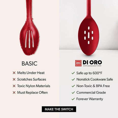 DI ORO Seamless Series 3-Piece Spoon/Ladle Set (RED)