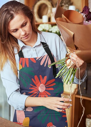 Britimes Floral Flower Spring Leaf Apron Home Kitchen Cooking Baking Gardening for Women Men with Pockets 32x28 inch