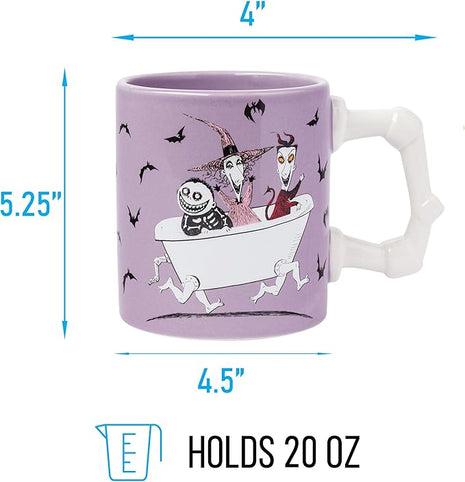 Silver Buffalo Disney Nightmare Before Christmas Featuring Lock, Shock, and Barrel Tub 3D Sculpted Handle Ceramic Mug, 20 Ounces