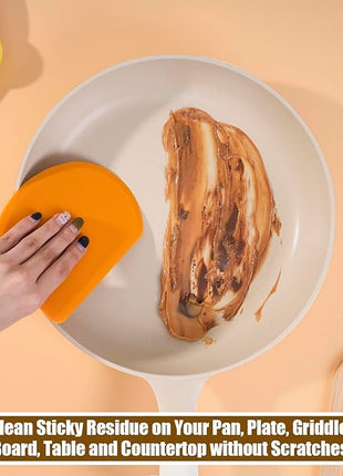 Sapid Flexible Curved Edge Silicone Bowl Scraper(5.98"×4.3"), Food Grade Dough Scraper for Baking Sourdough Bread, Cake, Bench Scrapers, Multipurpose Kitchen Dish Scrapers, Easy to Clean (1, Orange)