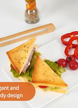 Jowmoy 2 Pieces With Magnet Natural Bamboo Toast Tongs, toast tongs, bamboo tongs,slip Design,for Toaster,Fruits, Bread & Pickles, Kitchen Utensil, Salad, Pasta, Grilling, BBQ.