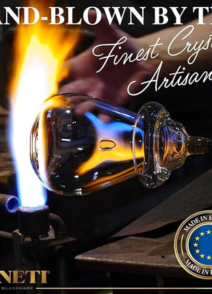 BENETI Modern Tall Drinking Glasses Set of 6 | Handmade In Europe | 18oz Premium Highball Crystal Glass Cups for Water and Juice