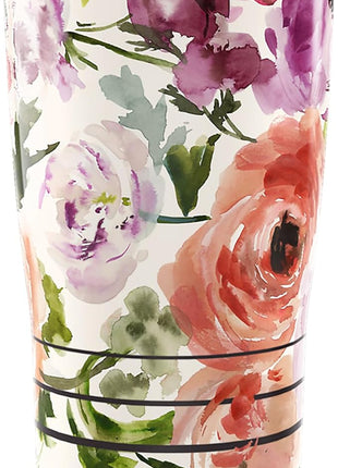Tervis Traveler Kelly Ventura - Floral Collection Triple Insulated Tumbler Travel Cup Keeps Drinks Cold & Hot, 20oz - Stainless Steel, Heather Rose