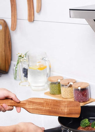 Spurtle Set,Wooden Spurtle Set of 5,Wooden Spoons for Cooking, Natural Teak Wooden Spatula for Cooking, Stirring, Mixing, Serving,Spurtles Kitchen Tools As Seen On Tv, Sourdough Starter Spatula