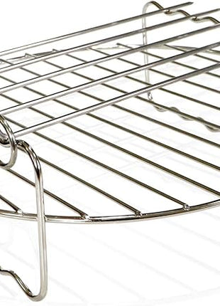 Air fryer Double Layer Round Rack with 5 Skewers Fitting XL Air Fryers（9in,Fit 5.3 QT or Above）