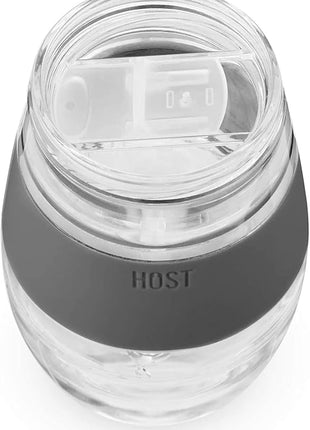 HOST Freeze Wine Glasses with Lids, Insulated Cooling Cups with Freezing Gel, Wine Tumbler Gifts for Women, Freezable Tumblers for Cocktails, Outdoor Party, and Home Bar Gifts, 8.5 oz Set of 2, Gray