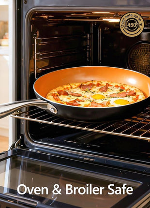 MICHELANGELO Large Frying Pan with Lid, 14 Inch Ceramic Skillet with Nonstick Coating, Healthy Non Stick Fry Pan, Induction Compatible