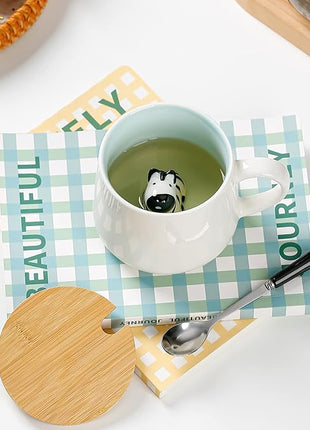 BigNoseDeer Zebra Mug Cute Mugs with 3D Zebra Inside Ceramic Coffee Mug Tea Cup with Spoon and Lid Cool Stuff Birthday Mother's Day Cute Gifts for Women Kids 12oz（Zebra）