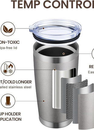 MEWAY 20oz Tumbler 4 Pack Double Wall Vacuum Insulated Travel Mug Bulk, Stainless Steel Tumblers with Lid and Straw, Durable Powder Coated Coffee Cups for Cold & Hot Drinks (Cold Gray, 4)