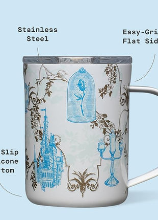 Corkcicle Classic Coffee Mug - Triple Insulated Stainless Steel for Travel - Shatter-Proof Lid - Keeps Drink Hot Over 3 Hours - Holiday Mug Gift - Great for Gifting Warmth - 16 oz - Princess Belle