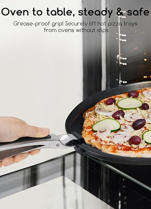 SOLEADER Plate Gripper Compatible With Pizza Pan,Non-Slip Pan Gripper,Hot Plate Bowl Retriever with Food Out from Pots,For Egg Custard For Jidangeng,For Microwave Toaster Oven Steamer,Pack of 2