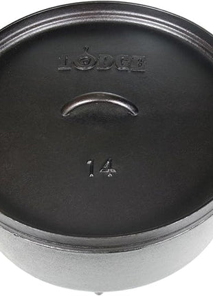 Lodge 10 Quart Pre-Seasoned Cast Iron Camp Dutch Oven with Lid - Dual Handles - Use in the Oven, on the Stove, on the Grill or over the Campfire - Black