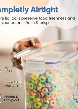 Cereal Containers Storage Set Large (4L,135.2 Oz), Airtight Food Storage Containers for Kitchen & Pantry Organization, Cereal Storage Container Set for Crunchiness, BPA Free Dispenser Keepers (4)
