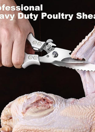 Stainless Steel Heavy Duty Kitchen Scissors - 2 Pack Multipurpose Food Scissors, Poultry & Meat Shears