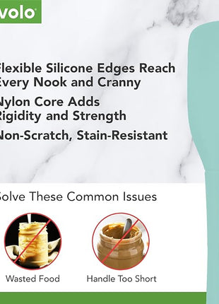 Tovolo Flex-Core Silicone Spatula Jar Scraper - Long-Handled Rubber Spatula with Angled Head for Scooping & Scraping - Heat-Resistant Spatulas for Kitchen Use, Dishwasher Safe & BPA-Free