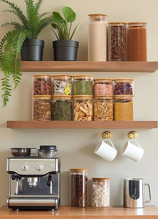 ComSaf 0.5 Qt Glass Food Storage Jars Set of 6, Clear Glass Storage Containers with Lids, Pantry Organization Jar, Spice, Blooming Tea, Coffee, Cookie and Sugar Container, Small jar Set for Kitchen