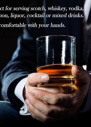 Old Fashioned Whiskey Glass Set, Premium Rocks Glasses for Cocktails and Bourbon, 10 1/4 Oz, Set of 6, Lead-Free Crystal, Bar Drinking Glass Tumbler for Scotch, Cognac, Irish Whisky