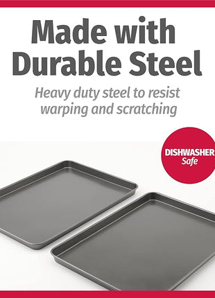 GoodCook Everday Nonstick Carbon Steel 15” x 21” Baking Sheet Set, 2 Pack – Extra-Large Carbon Steel Cooking Pans, Bakeware Set, Cookie Sheets for Baking, Oven Pan Set