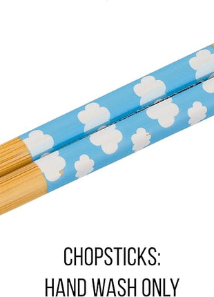 Silver Buffalo Sanrio Hello Kitty Blue and Pink Skies Ceramic Ramen Noodle Rice Bowl with Chopsticks, Microwave Safe, 20 Ounces