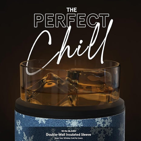 asobu Whiskey Sleeve Glass – Insulated Bourbon Tumbler with Premium Rocks Glass, BPA-Free, Double-Wall Stainless Steel, Keeps Drinks Cold Longer, 10.5oz