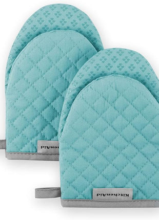 KitchenAid Asteroid Mini Oven Mitt Set, 5.5"x8", Aqua, 2 Piece