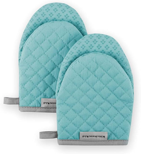 KitchenAid Asteroid Mini Oven Mitt Set, 5.5"x8", Aqua, 2 Piece