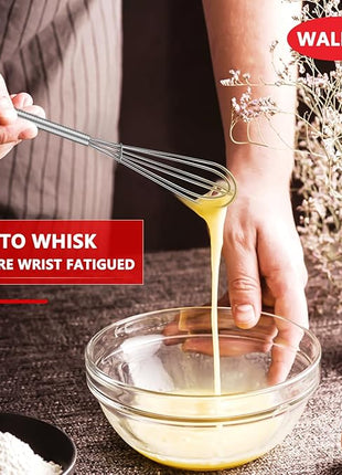 Walfos Long Small Whisks Skinny Little Whisk 10 inch Tiny Mini Whisk With Long Handle for Mixing Sauces, Coffee, Cooking,Beating, Blending Ingredients,