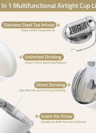 Sweejar Ceramic Travel Mug with Lid, 16 oz Portable Coffee Mug, Dishwasher Safe Tea Cup with Infuser, Reusable Teacup for Car Cup Holder, Tea Lovers(Jade)