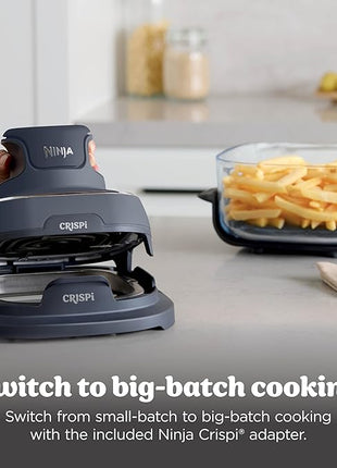 Ninja Crispi 4-in-1 Portable Glass Air Fryer Cooking System, 1500W, 4QT & 6-Cup TempWare Glass Containers with Storage Lids, Microwave, Freezer & Dishwasher Safe, Cyberspace Gray, FN101GY