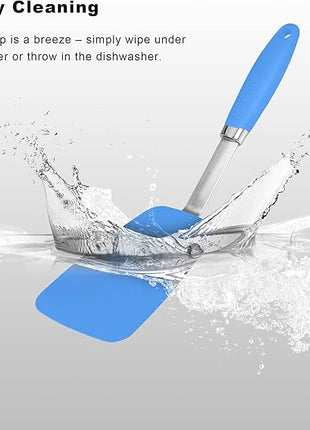Silicone Spatulas Set Turners Tongs Cooking Utensils Set High Heat Resistant Kitchen Scraper Spatulas for Cooking Mixing Baking BPA Free Dishwasher Safe, Blue