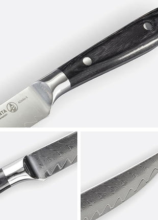 Messermeister Avanta Damascus Forged 5” Fine Edge Steak Knife Set - Rust Resistant & Easy to Maintain - Includes 4 Steak Knives