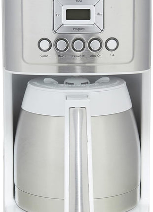 Cuisinart 12-Cup Coffee Maker, Programmable PerfecTemp Thermal Carafe Coffee Machine with 1-4 Cup Setting, Brew Strength Control and Brew Pause, Stainless Steel, White