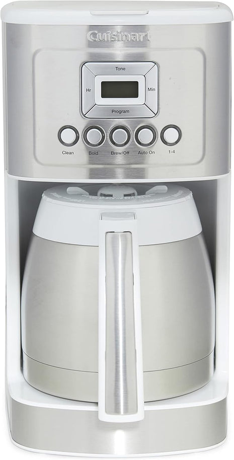 Cuisinart 12-Cup Coffee Maker, Programmable PerfecTemp Thermal Carafe Coffee Machine with 1-4 Cup Setting, Brew Strength Control and Brew Pause, Stainless Steel, White