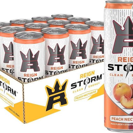 REIGN Storm, Peach Nectarine, Fitness & Wellness Energy Drink, 12 Fl Oz | Pack of 12
