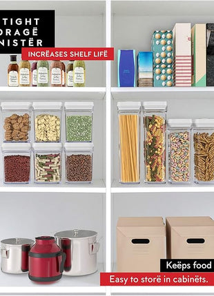 DWËLLZA KITCHEN Pasta Storage Containers for Pantry - Set of 2 White Airtight Spaghetti Container Storage - Ideal for Spaghetti & Noodles, Kitchen Pantry Organization and Storage, Keeps Food Fresh