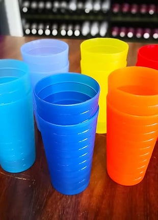 22-ounce Plastic Tumblers Unbreakable BPA Free Dishwasher Safe Set of 12 in Multicolors Reusable Drinking Cups